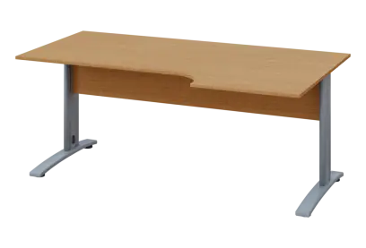 ERK 28 - 186 stůl kancelářský, rohový, pravý, kovová podnož stříbrná, deska 25 mm, široký 1800 mm, buk Royal